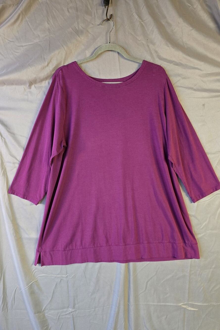 J. Jill Shirt Womens Large Purple Luxe Supima Crew Neck 3/4 Sleeve Tunic Top